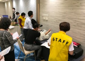 ◆大測定会 血圧 
春から準備をして2023/10/26に開催しました。ランチを挟んで1日がかりのイベントでした。ご賛同いただいた法人様のお陰です。大成功でした!